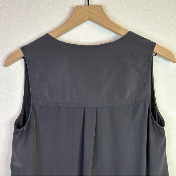 Nordstrom Collection Silk Shell Collared Tank Charcoal Grey Small - Picture 10 of 11